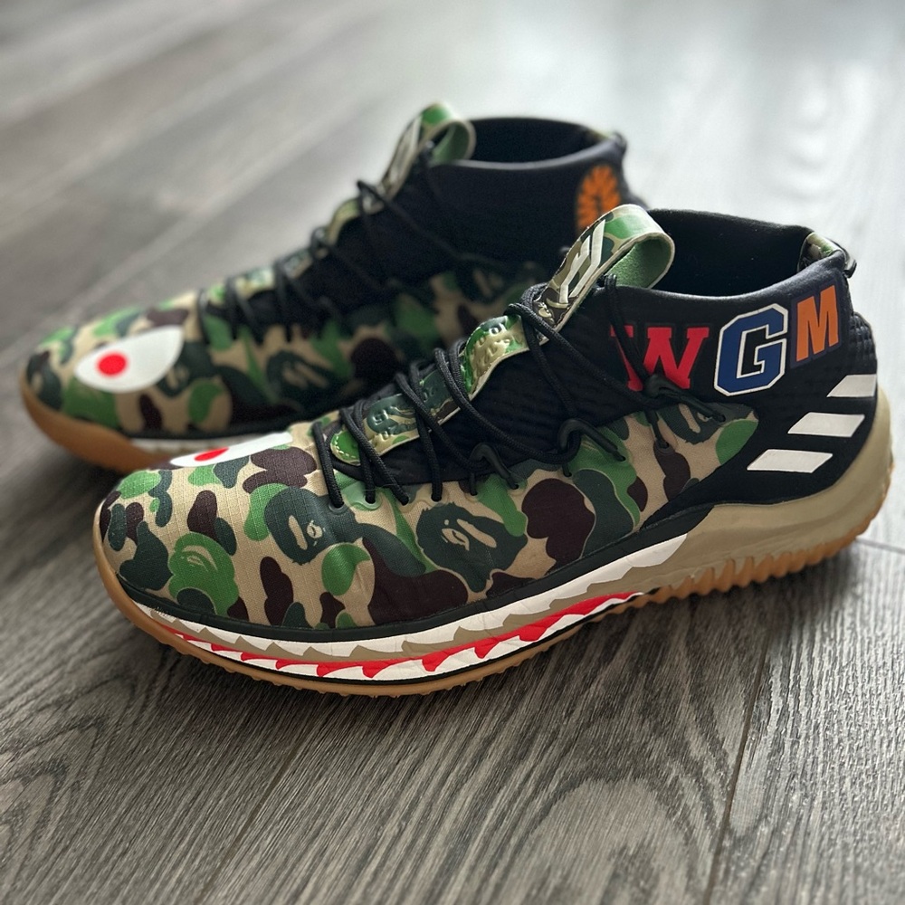 Adidas A Bathing Ape x Dame 4 Green Camo Size 10,5